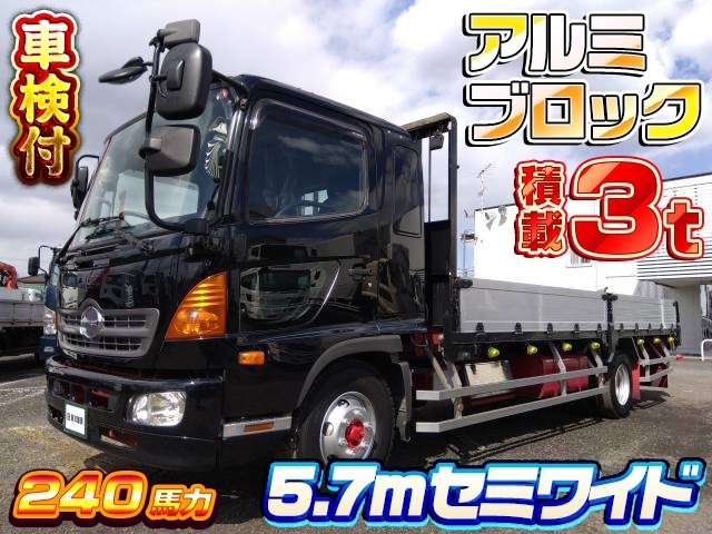 [アルミブロック平ボディ] H28 レンジャー 5.7mセミワイド 積載3t 240馬力 走行44万km ベッド付 車検付