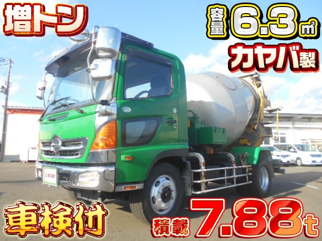 [コンクリートミキサー車] H21 レンジャー カヤバ製 増トン 積載7.88t 容量6.3㎥ 水タンク 走行15.4万㎞ 車検付