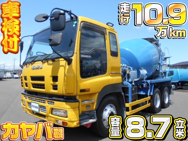 [コンクリートミキサー車] H19 ギガ カヤバ製 容量8.7立米 積載9.85t 2デフ 走行10.9万km 車検付