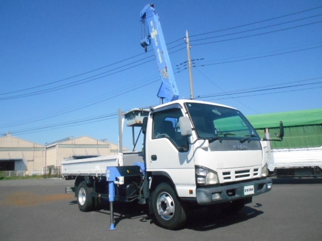 [クレーン付平ボディ] H18 エルフ 4段ラジコン ワイドロングボディ 積載3t 走行13万㎞ 6MT 燃焼不要