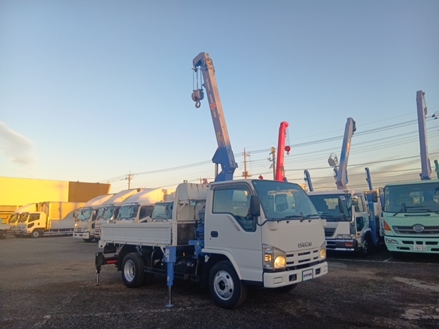 [クレーン付平ボディ] H21 エルフ タダノ製3段リモコン 積載2t 標準セミロングボディ 走行4.6万㎞