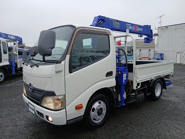 [クレーン付平ボディ] H23 デュトロ 4段ラジコン リアジャッキ付 ショートボディ 積載2t 走行7万㎞ 車検付R9/6